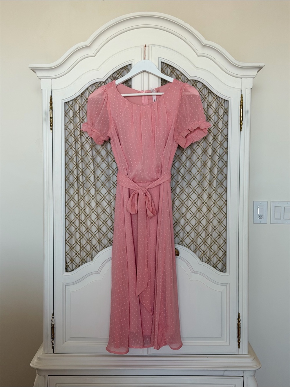 NY Collection Salmon Midi Dress with Sash